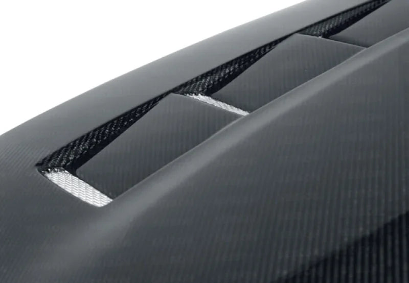Seibon 07-08 Nissan 350z TS-style Carbon Fiber Hood - Back View