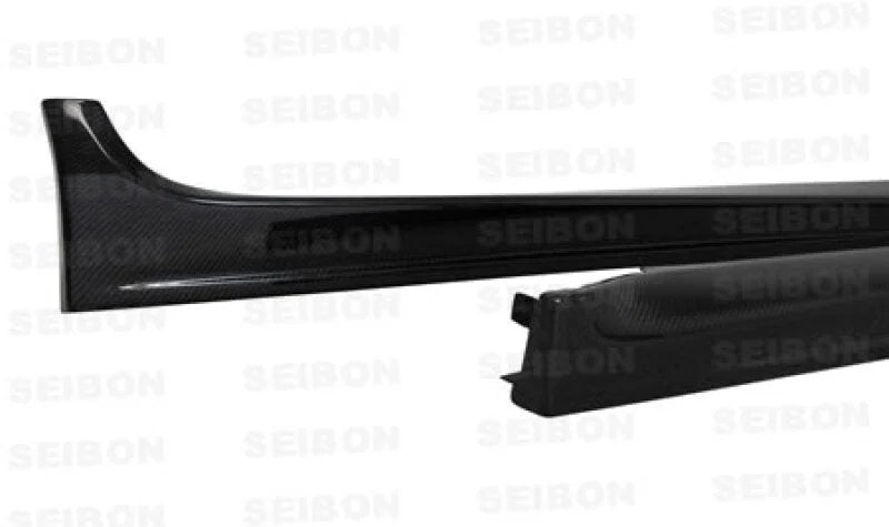 Seibon 08-09 Mitsubishi Evo X OEM-style Carbon Fiber Side Skirts - Installation View