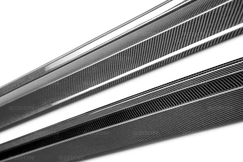 Seibon 08-10 Subaru STi Carbon Fiber Side Skirts - Side View