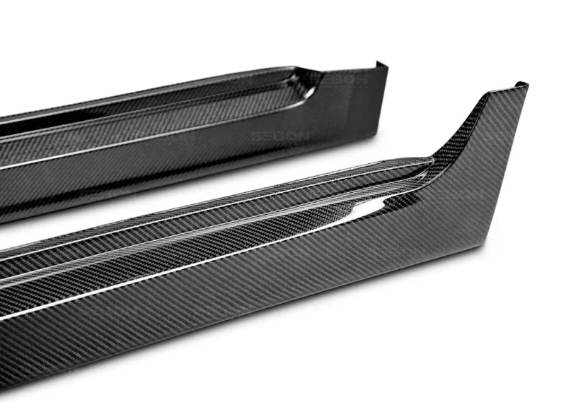 Seibon 08-10 Subaru STi Carbon Fiber Side Skirts - Back View