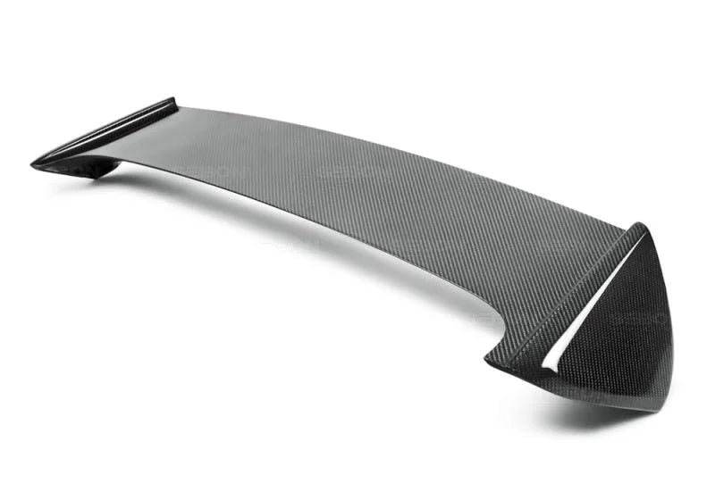 Seibon 08-10 Subaru WRX/STi Hatchback OEM-style Carbon Fiber Rear Spoiler w/ LED Cutout - Side View