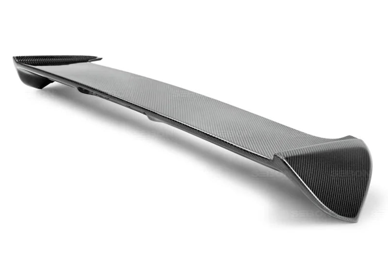 Seibon 08-10 Subaru WRX/STi Hatchback OEM-style Carbon Fiber Rear Spoiler w/ LED Cutout - Back View