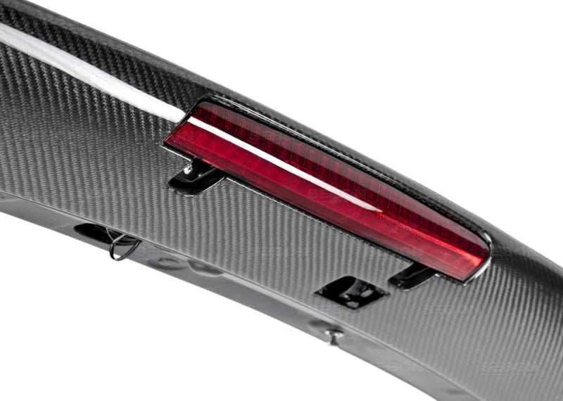 Seibon 08-11 Subaru WRX/STi Hatchback STI-Style Carbon Fiber Rear Spoiler w/ LED Light Included - Back View