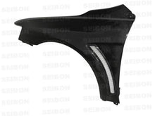 Load image into Gallery viewer, Seibon 08-12 Mitsubishi Evo X 10mm Wider Carbon Fiber Fenders - Back View