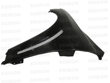 Load image into Gallery viewer, Seibon 08-12 Mitsubishi Evo X 10mm Wider Carbon Fiber Fenders - Installation View