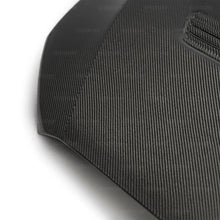 Load image into Gallery viewer, Seibon 08-12 Mitsubishi Evo X OEM style Carbon Fiber Hood - Installation View