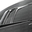 Load image into Gallery viewer, Seibon 08-12 Mitsubishi Lancer Evo X DV-Style Carbon Fiber Hood - Installation View