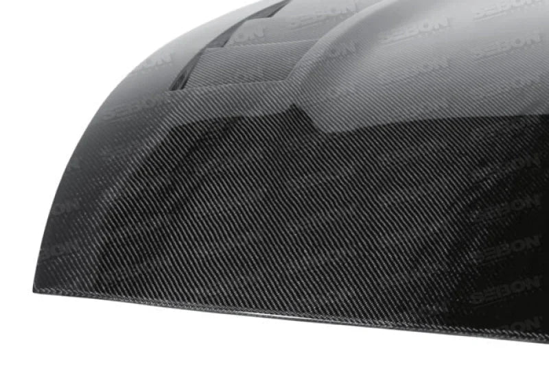 Seibon 09-10 Nissan 370Z TS Carbon Fiber Hood - Back View