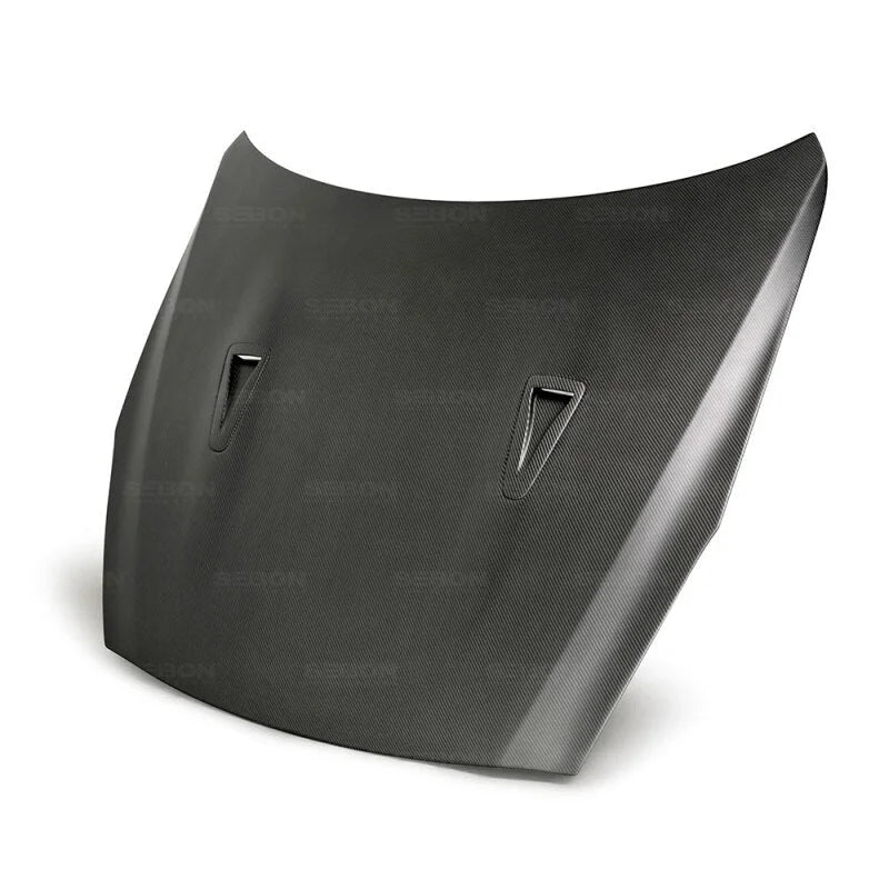 Seibon 09-10 Nissan Skyline R35 GT-R OEM-Dry Carbon Fiber Hood - Side View