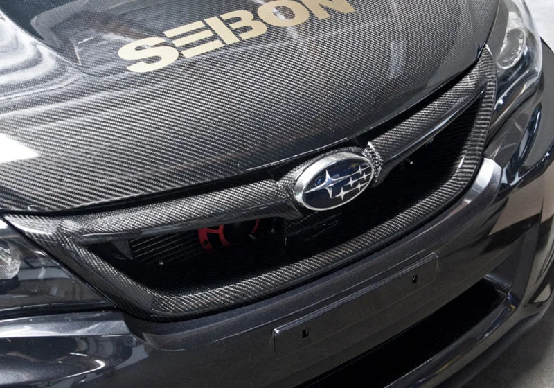 Seibon 11-13 Subaru Impreza/WRX/STi Carbon Fiber Front Grill - Installation View