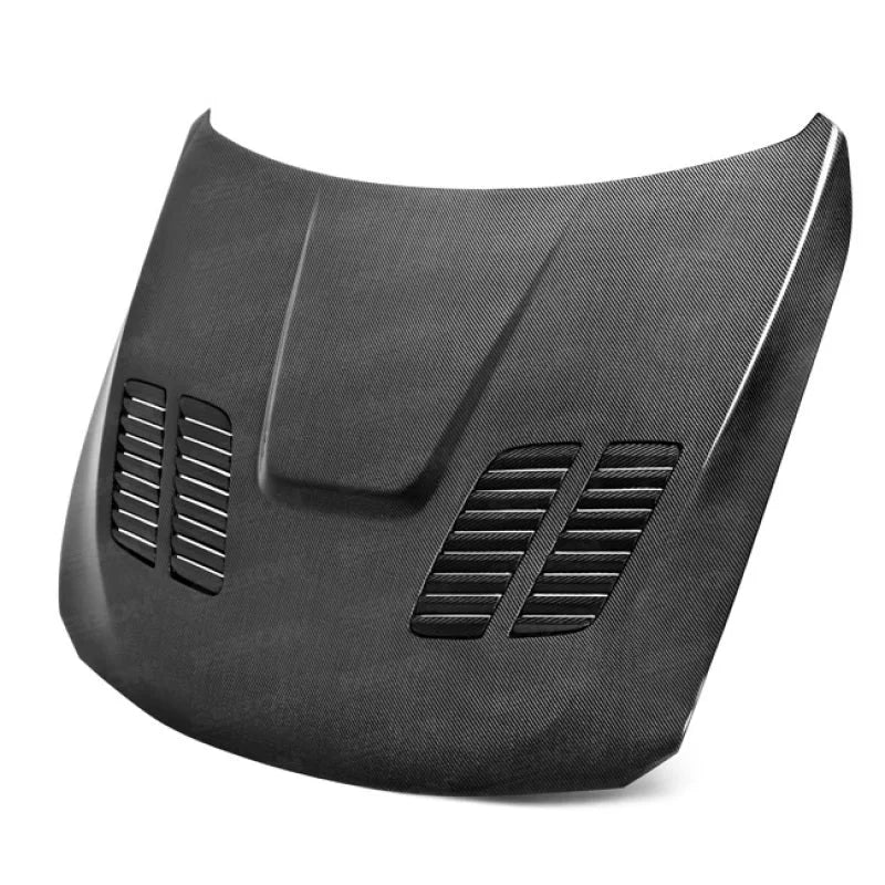 Seibon 12-13 BMW F30 GTR-Style Carbon Fiber Hood - Side View