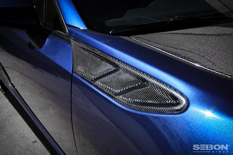 Seibon 12-13 BRZ/FRS FR Style Carbon Fiber Fender Ducts (Pair) - Back View