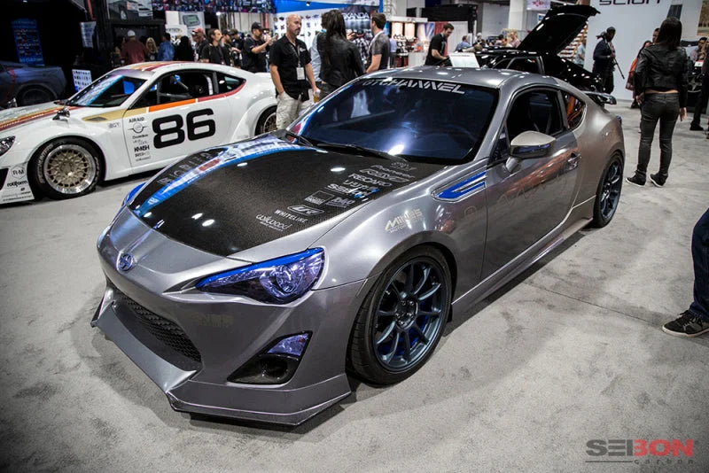 Seibon 12-13 BRZ/FRS OEM Carbon Fiber Hood - Back View