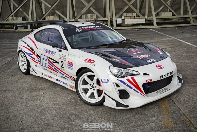 Seibon 12-13 BRZ/FRS TS Style Carbon Fiber Hood - Installation View