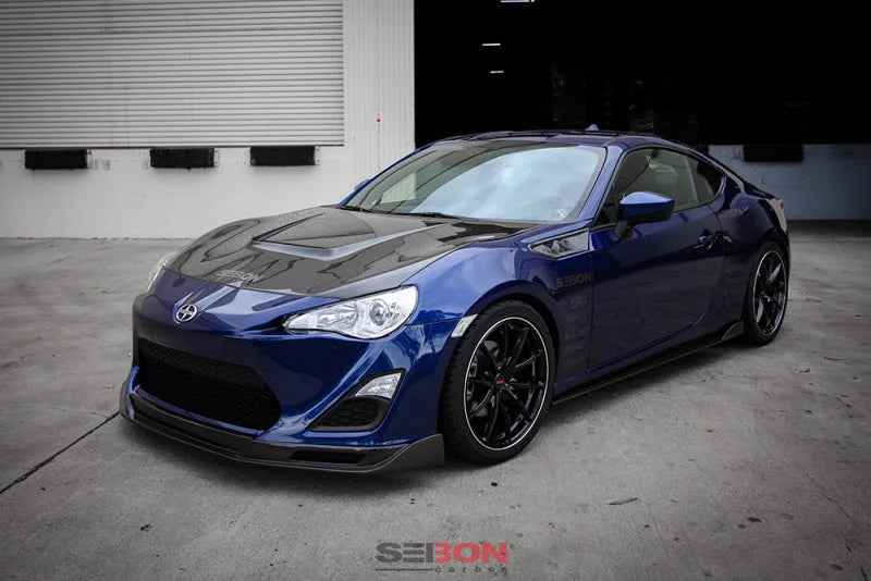 Seibon 12-13 BRZ/FRS VS Style Carbon Fiber Hood - Back View