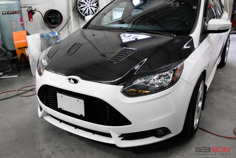 Seibon 12-13 Ford Focus RS-Style Carbon Fiber Hood - Main Product View