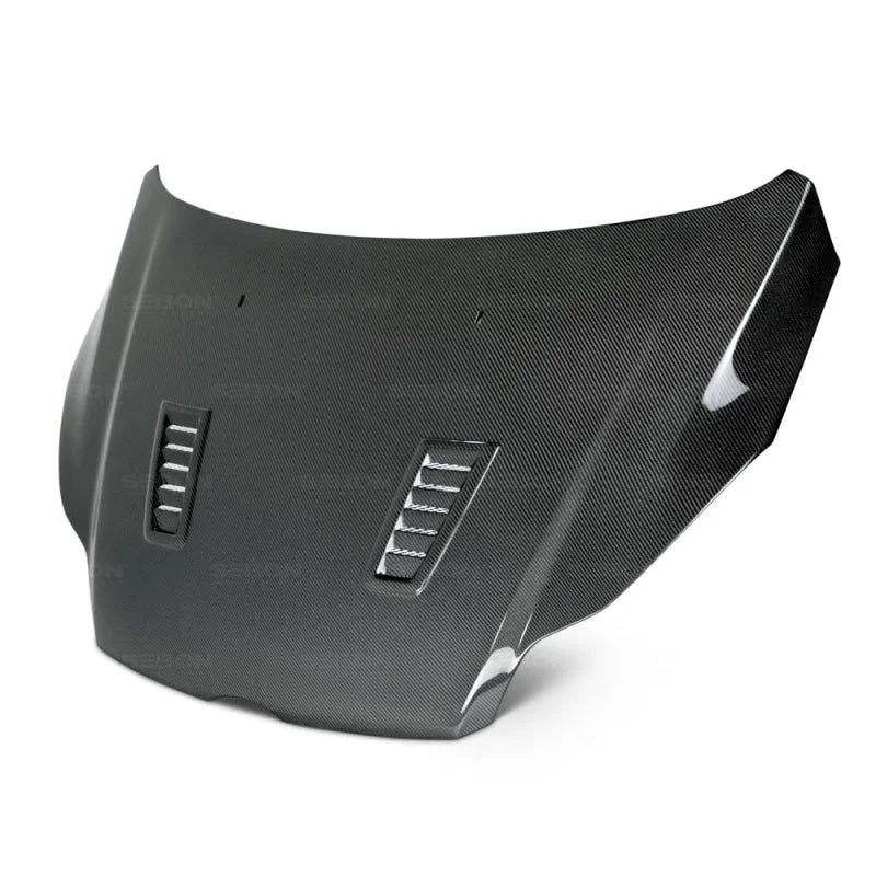 Seibon 12-13 Ford Focus RS-Style Carbon Fiber Hood - Side View