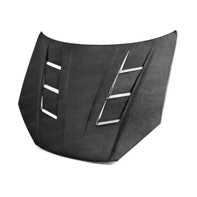 Seibon 12-13 Hyundai Genesis TS Carbon Fiber Hood - Side View