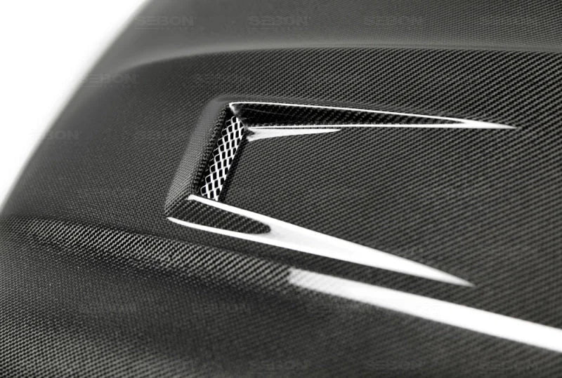Seibon 12-14 Mercedes Benz C63 GT-Style Carbon Fiber Hood - Back View