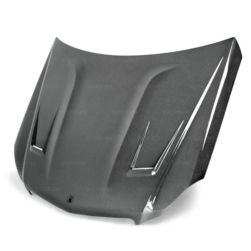 Seibon 12-14 Mercedes C-Class GT Style Carbon Fiber Hood - Side View