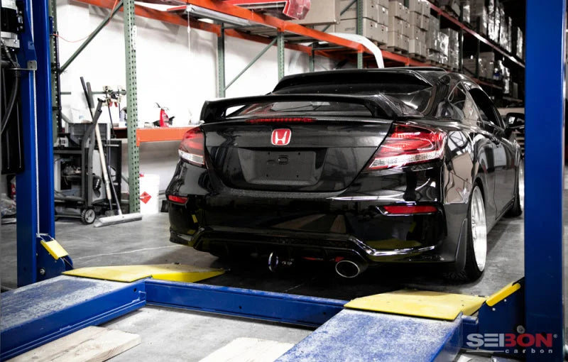 Seibon 14-15 Honda Civic 2 Door Si-Style Carbon Fiber Rear Spoiler - Back View