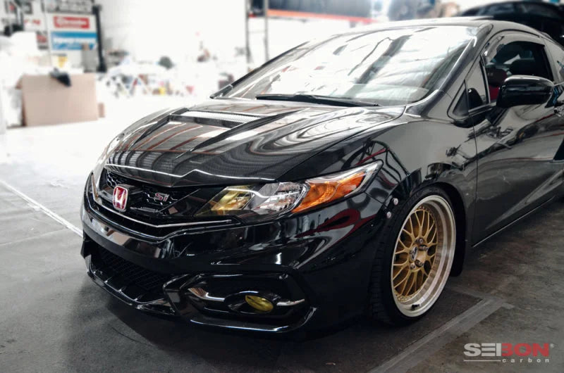 Seibon 14-15 Honda Civic 2dr VSII-Style Carbon Fiber Hood - Side View