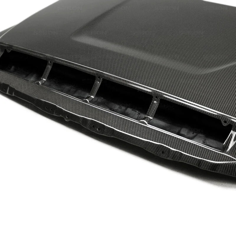 Seibon 14-20 Toyota Tundra OEM Style Carbon Fiber Hood - Back View