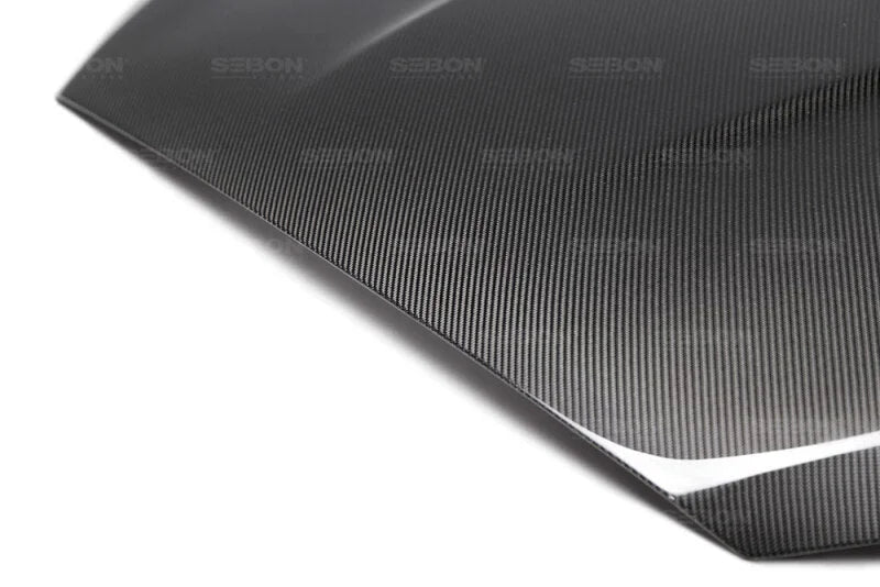 Seibon 15-16 Ford Focus TS-Style Gloss Finish Carbon Fiber Hood - Back View