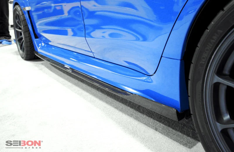 Seibon 15+ Subaru WRX/STI MB Style Carbon Fiber Side Skirts (Pair) - Installation View