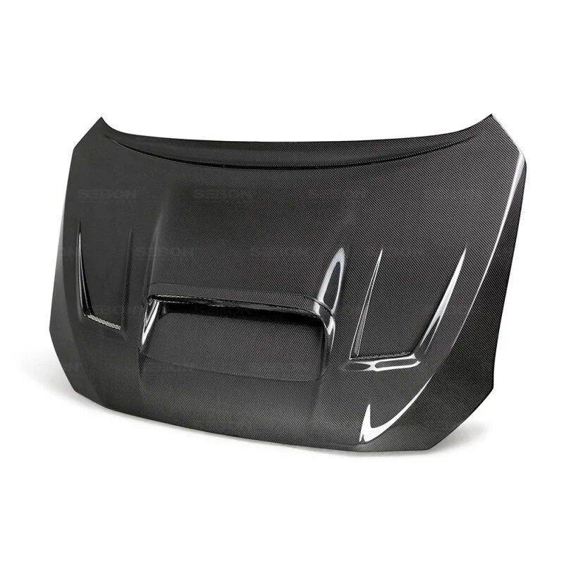 Seibon 15+ Subaru WRX/STI VS-Style Carbon Fiber Hood - Side View