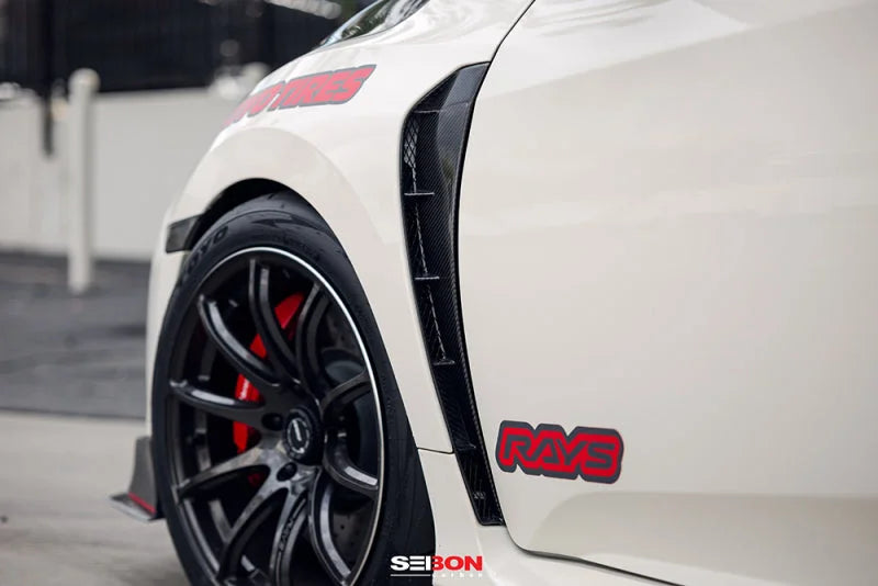 Seibon 17-18 Honda Civic Type-R Carbon Fiber Fender Ducts (Pair) - Main Product View