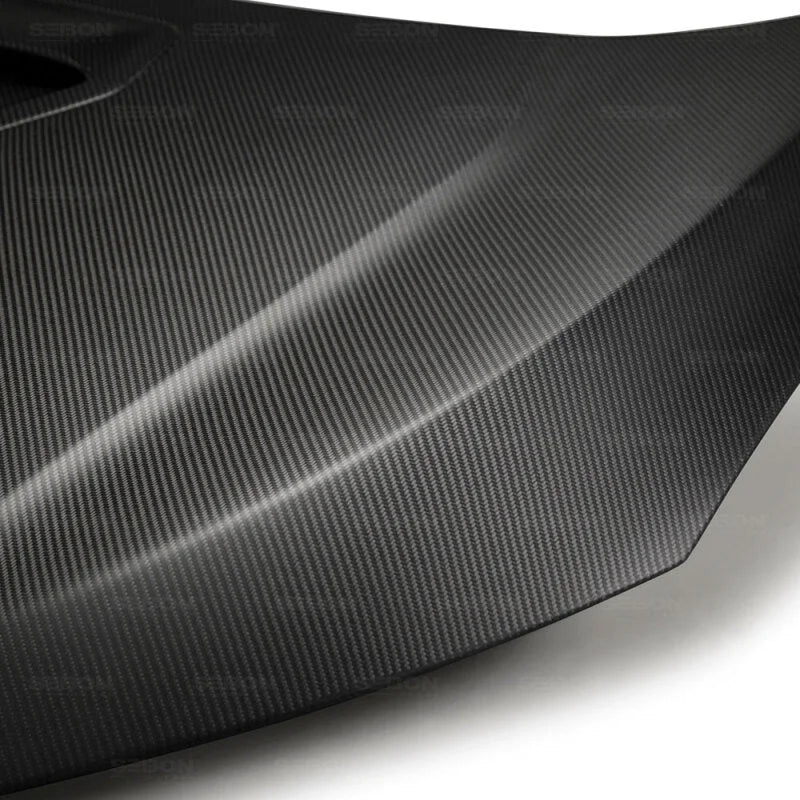Seibon 17-18 Honda Civic Type-R OEM-Style Dry Carbon Fiber Hood - Back View