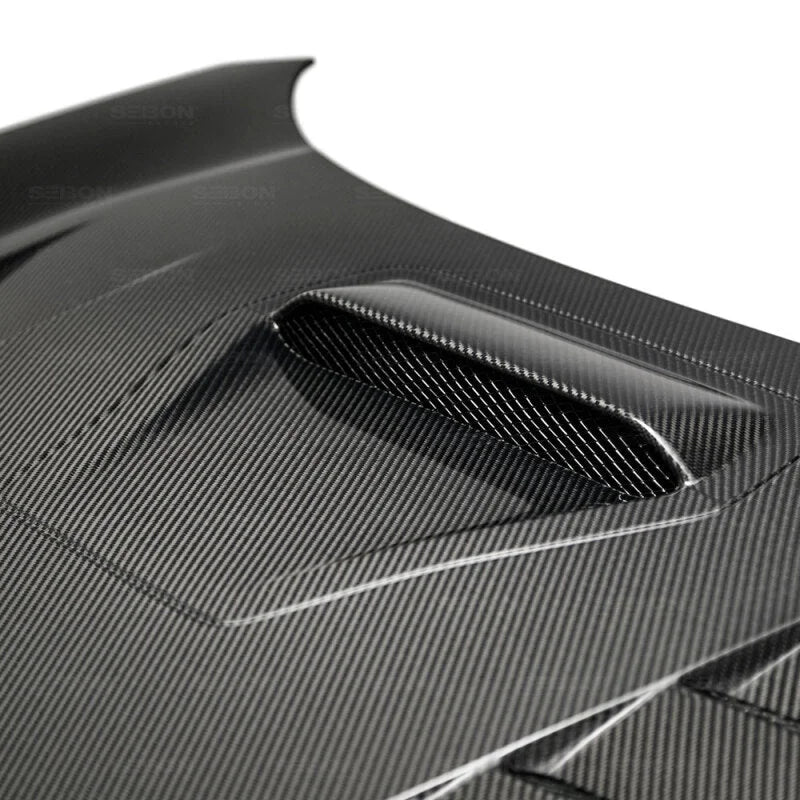 Seibon 17-18 Honda Civic Type-R TS-Style Carbon Fiber Hood - Back View