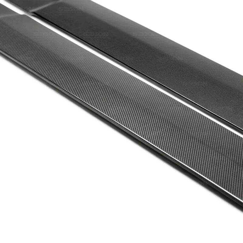 Seibon 17-19 Infiniti Q60 TB-Style Carbon Fiber Side Skirts - Installation View