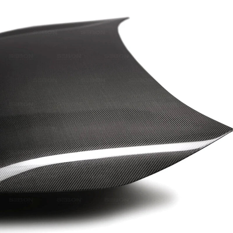 Seibon 19-20 Toyota Corolla Hatchback OEM Carbon Fiber Hood - Installation View