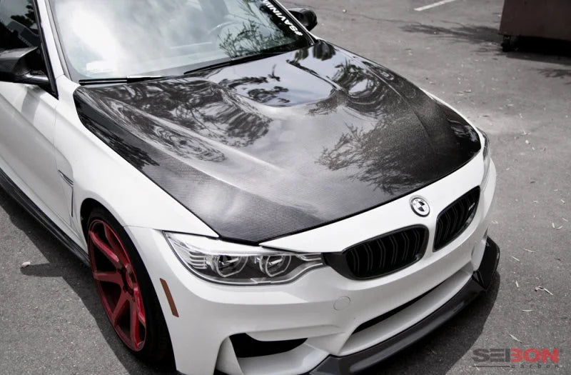 Seibon 2014+ BMW F80 OE Style Carbon Fiber Hood - Back View