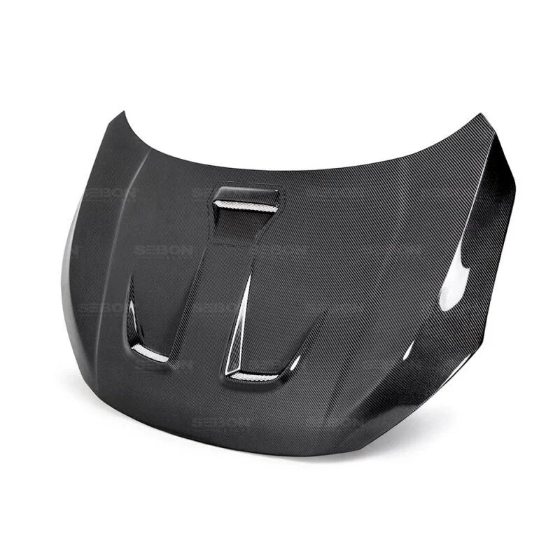 Seibon 2016-2017 Honda Civic Coupe/Sedan/Hatchback MR-Style Carbon Fiber Hood - Side View
