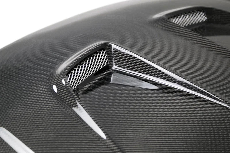 Seibon 2016-2017 Honda Civic Coupe/Sedan/Hatchback MR-Style Carbon Fiber Hood - Back View