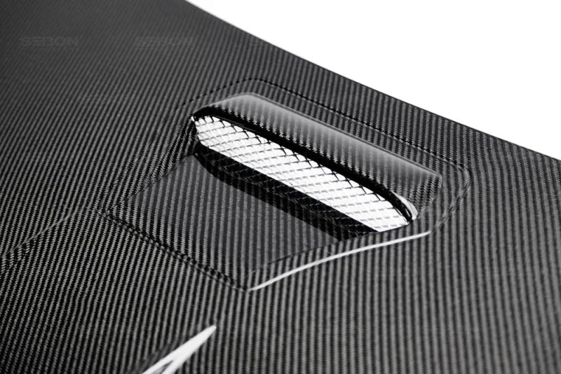 Seibon 2016-2017 Honda Civic Coupe/Sedan/Hatchback MR-Style Carbon Fiber Hood - Installation View