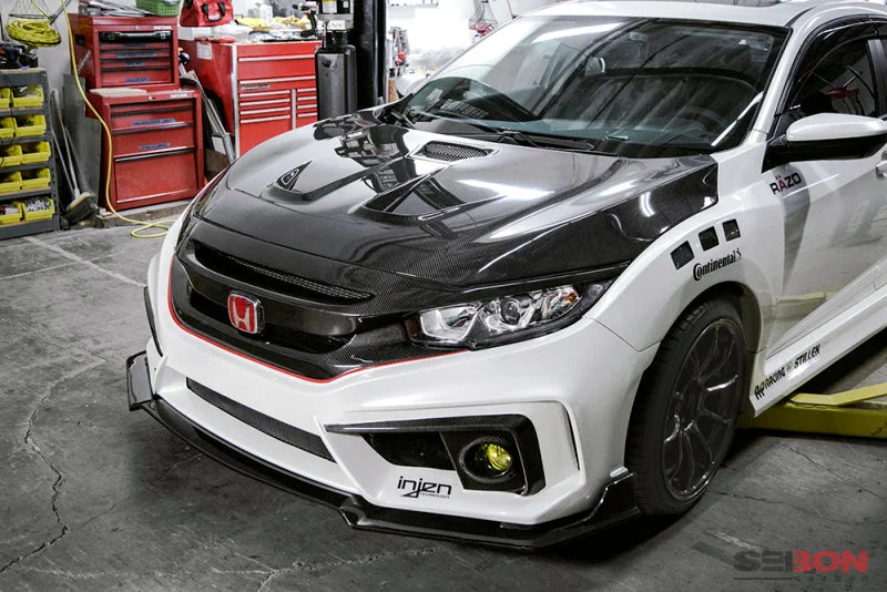 Seibon 2016-2017 Honda Civic Coupe/Sedan/Hatchback MR-Style Carbon Fiber Hood - Additional View 7
