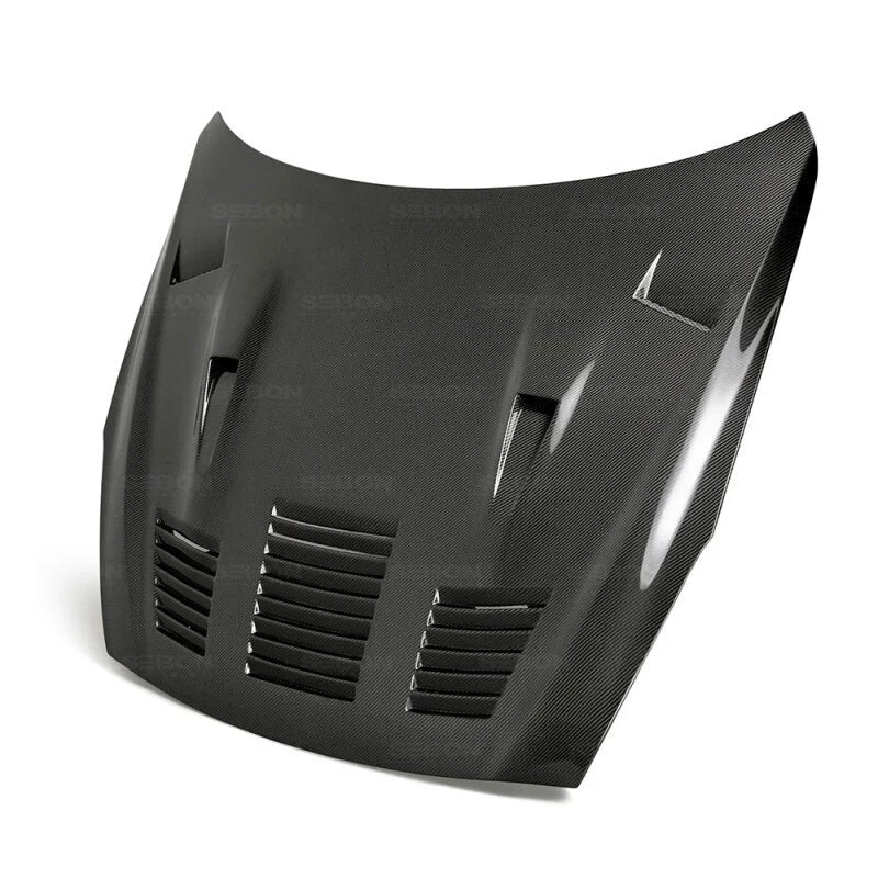 Seibon 2017-2018 Nissan GTR R35 GTII-Style Carbon Fiber Hood - Back View