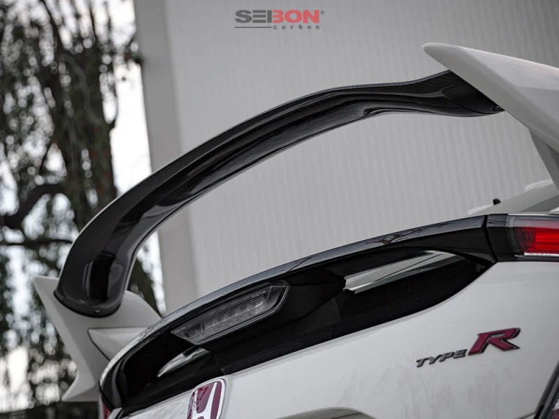 Seibon 2017 Honda Civic Type-R OE Carbon Fiber Rear Center Spoiler - Back View