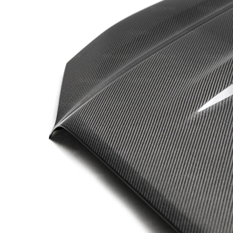 Seibon 2018+ Toyota Tacoma TR-Style Carbon Fiber Hood - Back View