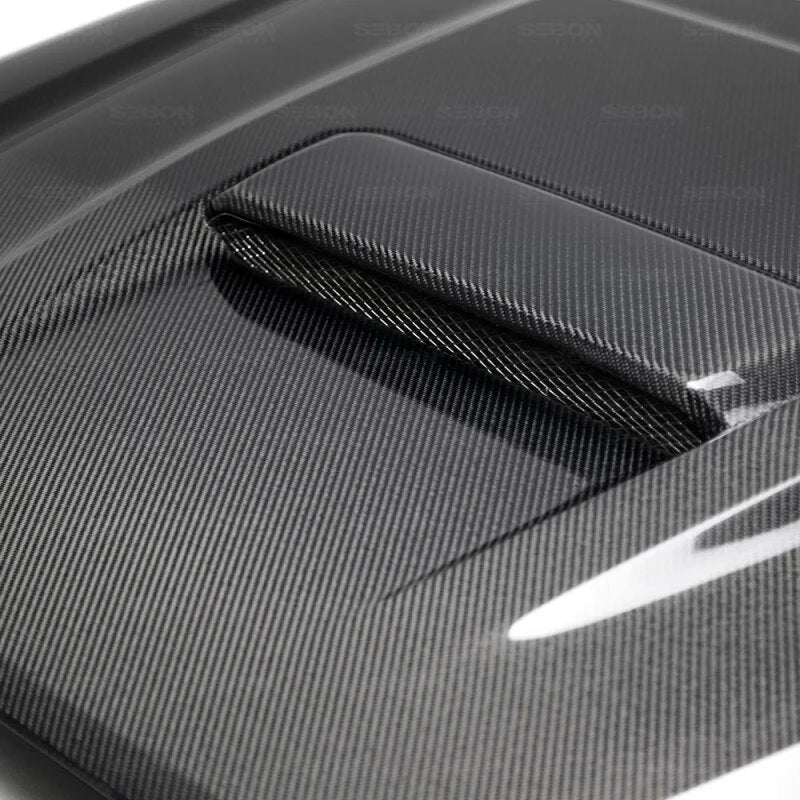 Seibon 2018+ Toyota Tacoma TR-Style Carbon Fiber Hood - Installation View