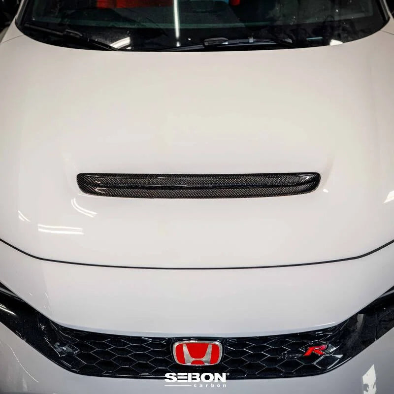 Seibon 2023 Honda Civic Type R Carbon Fiber Hood Scoop - Side View