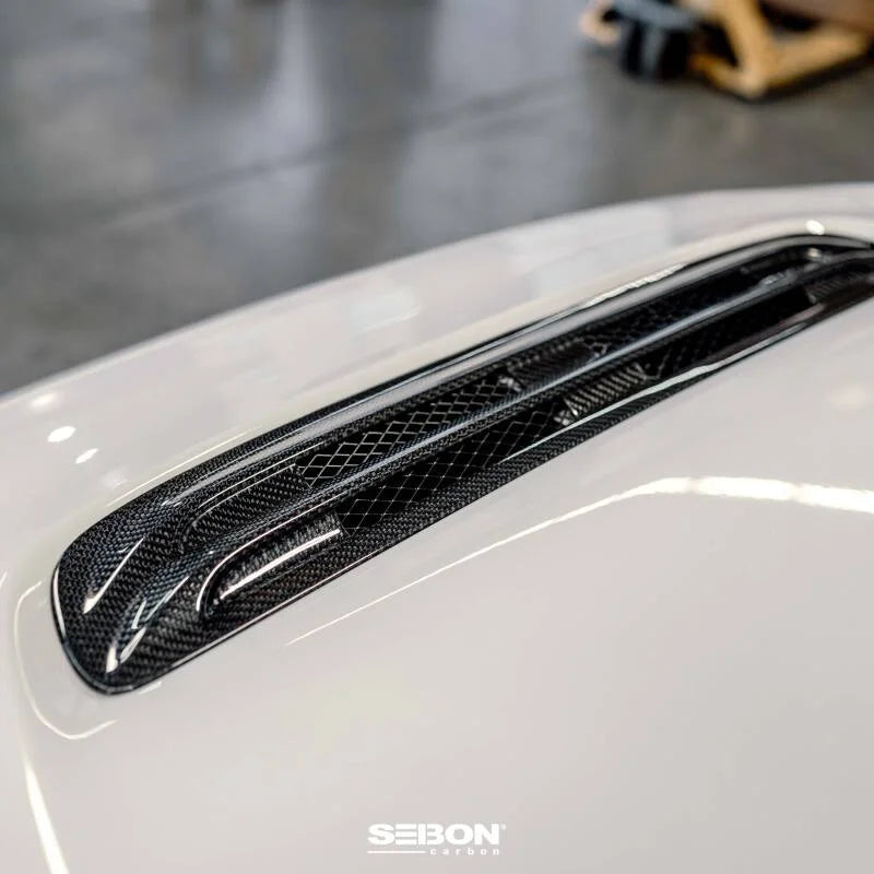 Seibon 2023 Honda Civic Type R Carbon Fiber Hood Scoop - Installation View