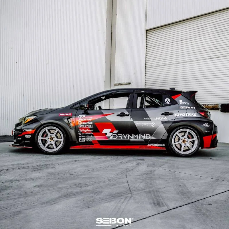 Seibon 2023+ Toyota GR Corolla MB-Style Carbon Fiber Side Skirts - Side View