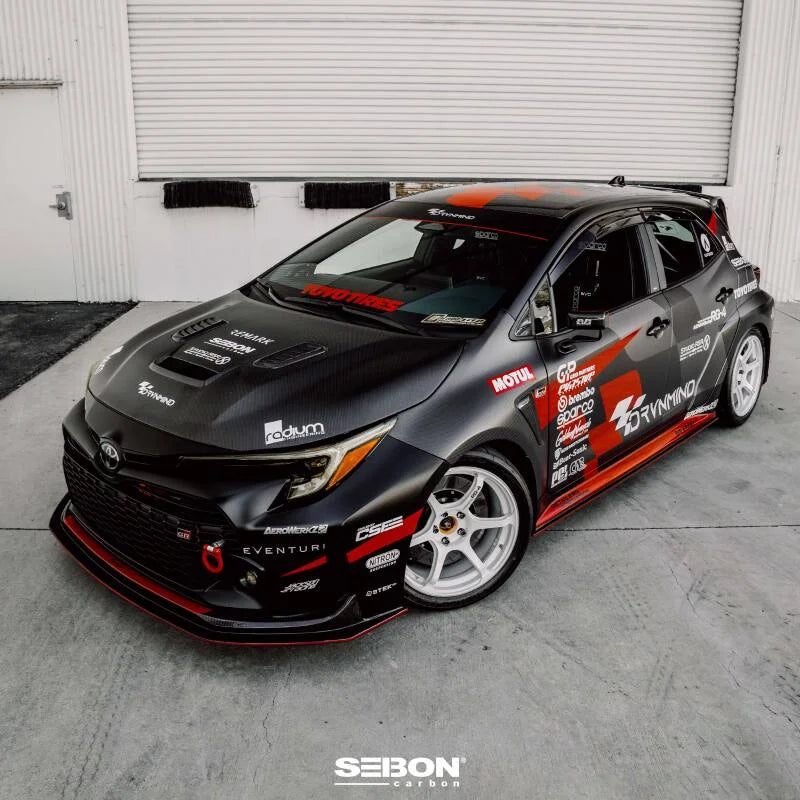 Seibon 2023 Toyota GR Corolla VS-Style Double-Sided Carbon Hood  - Gloss Finish - Side View