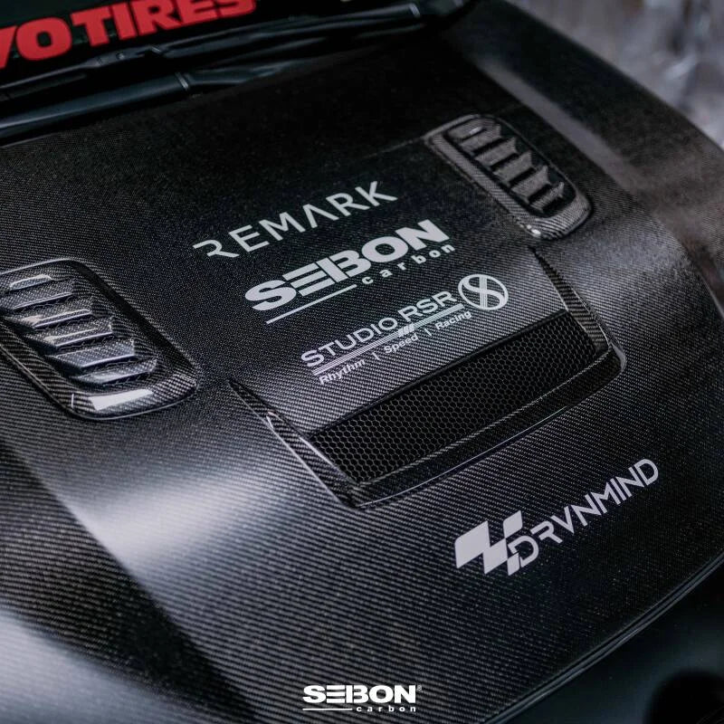Seibon 2023 Toyota GR Corolla VS-Style Double-Sided Carbon Hood  - Gloss Finish - Back View