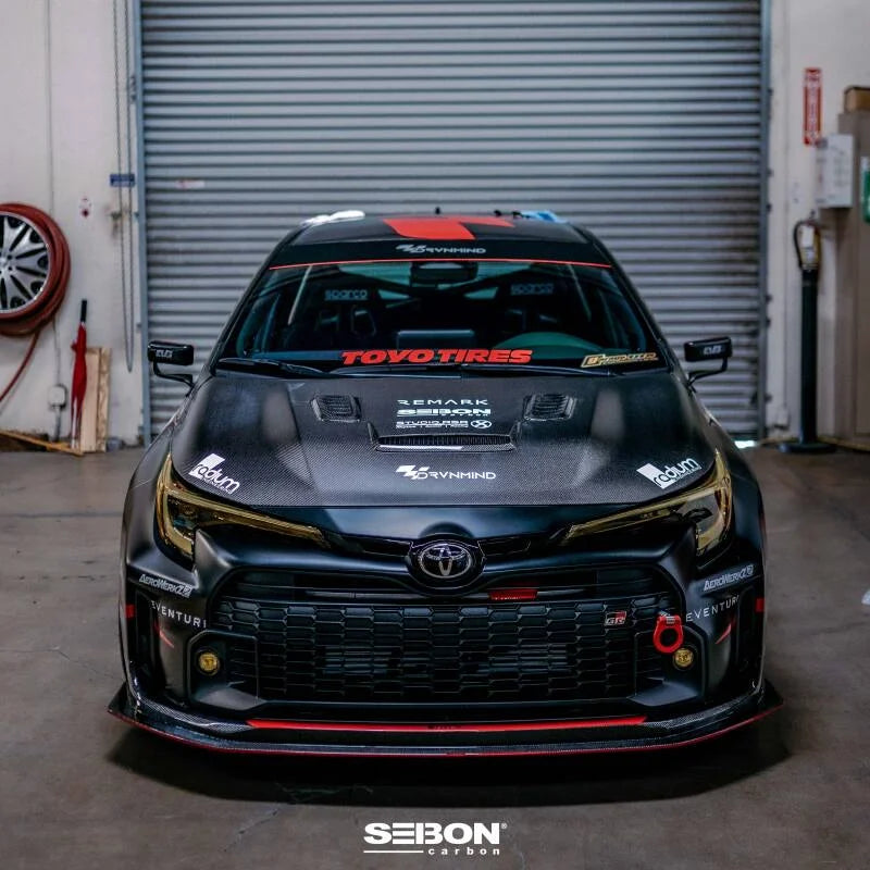 Seibon 2023 Toyota GR Corolla VS-Style Double-Sided Carbon Hood  - Gloss Finish - Installation View